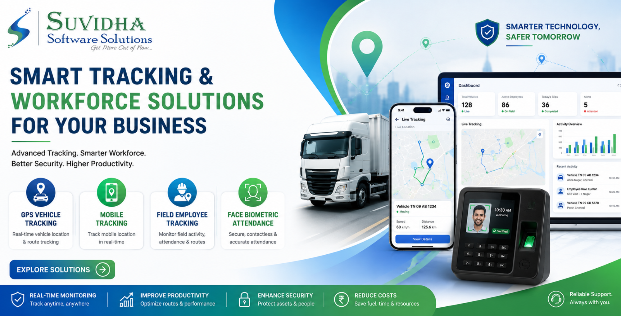 GPS vehicle tracking, mobile tracking, field employee tracking and face biometric attendance solutions